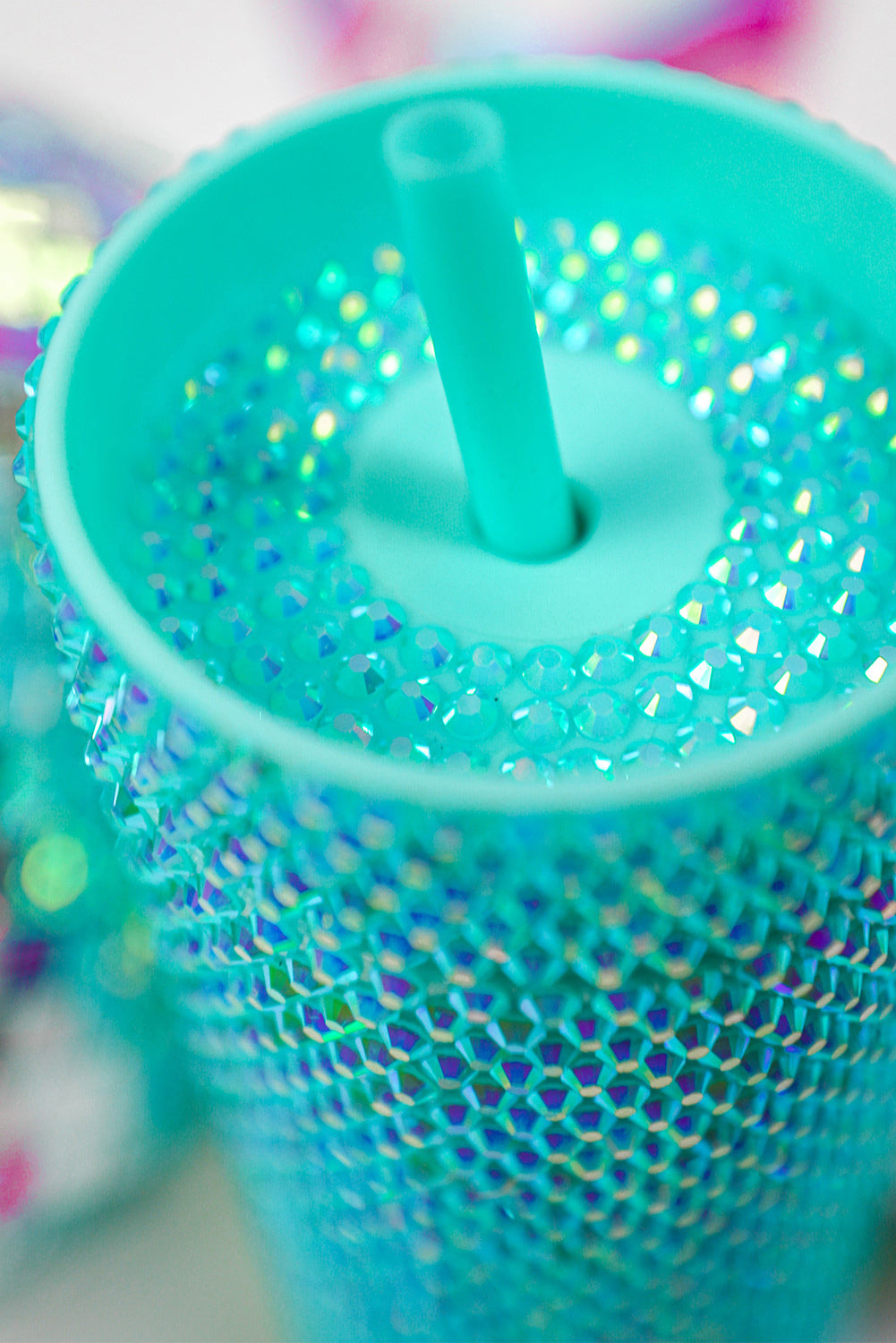 Green Full Rhinestone Straw Cup