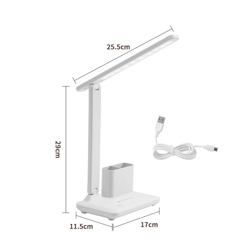 LED USB Touch Dimming Desk Lamp Eye Protection Working Reading Recharageable Table Lamp Multi-Function Bracket Pen Holder Light