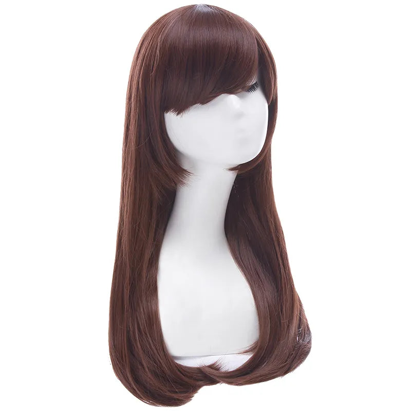 L-email wig Game OW D.Va Cosplay Wigs DVA Cosplay Brown Wig Heat Resistant Synthetic Hair Women Game Cosplay Wig Halloween