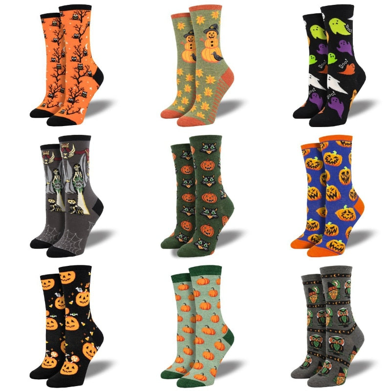 Halloween Party Creative Cotton Socks Funny Pumpkin Jacquard Socks Novelty Wacky Socks Men Women Couples Happy Cozy Print Socks